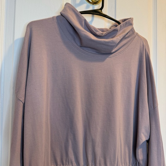 Grey State Mauve Purple Drawstring Cinch Waist Mock Neck Sweatshirt Size 0 - Picture 5 of 7